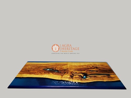 Blue Epoxy Resin Dining Center Table, Handmade Furniture Table, Hallway Decors - Picture 2 of 3