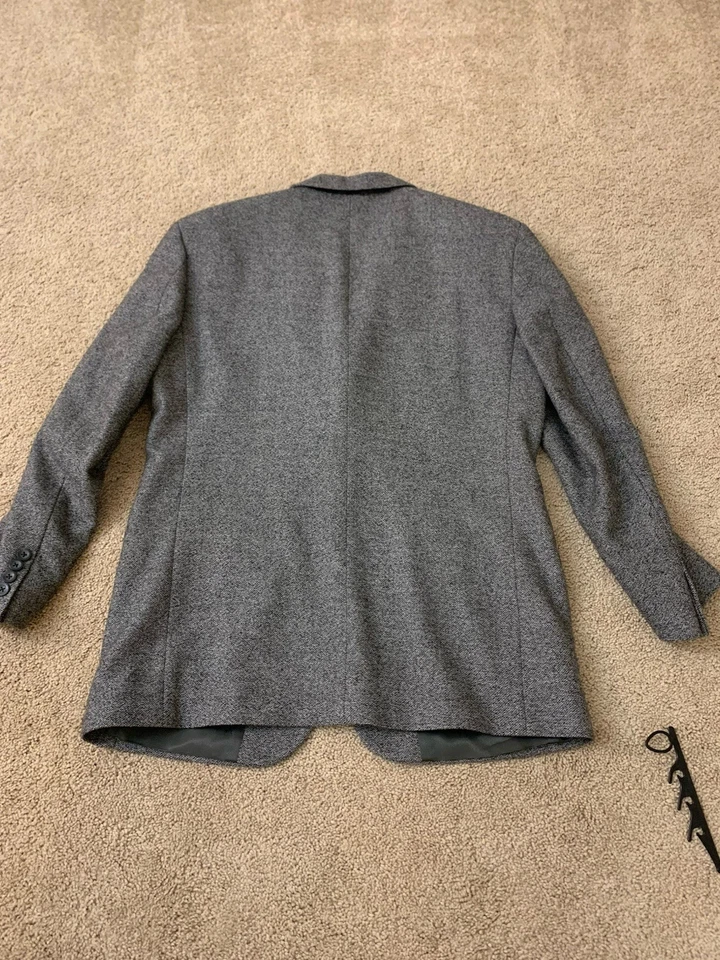 Chaqueta de Tweed Gris 100% Lana Blazer Abrigo Deportivo Chaqueta Pequeña 38S de Colección Foto 4 de 4