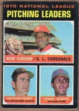 1971 Topps 1970 National League Pitching Leaders Gibson Perry Jenkins #70