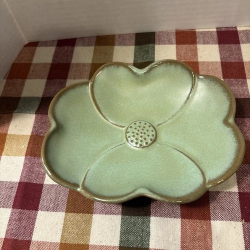 Frankoma Dogwood Pattern Trinket Bowl #204 in Prairie Green Vintage