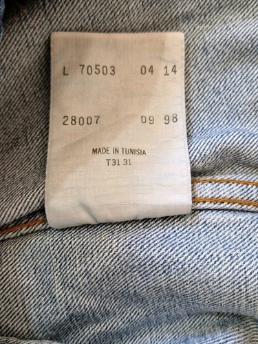 Chaqueta rastreadora Levis Denim años 90 vintage para hombre tipo 3 70503 04 azul lavado talla L - Imagen 12 de 13