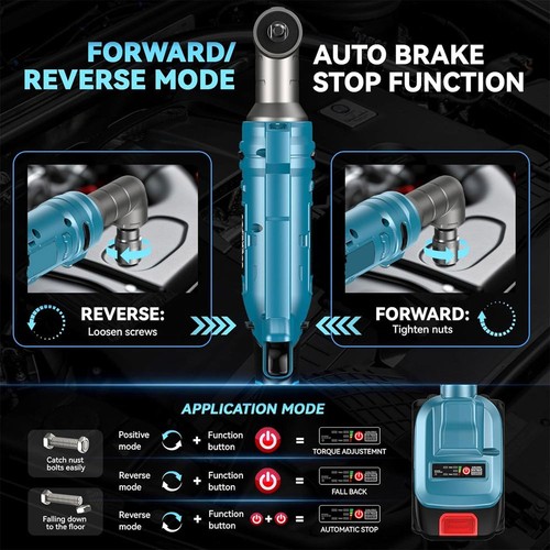 3/8" Brushless Akku Ratschenschlüssel 125N.m Drehmoment passend Makita 18V Bediengerät Akku - Bild 5 von 12