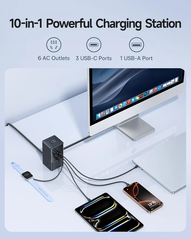 Estação de carregamento Baseus 67W, 10 em 1 USB-C PD carregador de mesa carregamento rápido com - Imagem 2 de 4