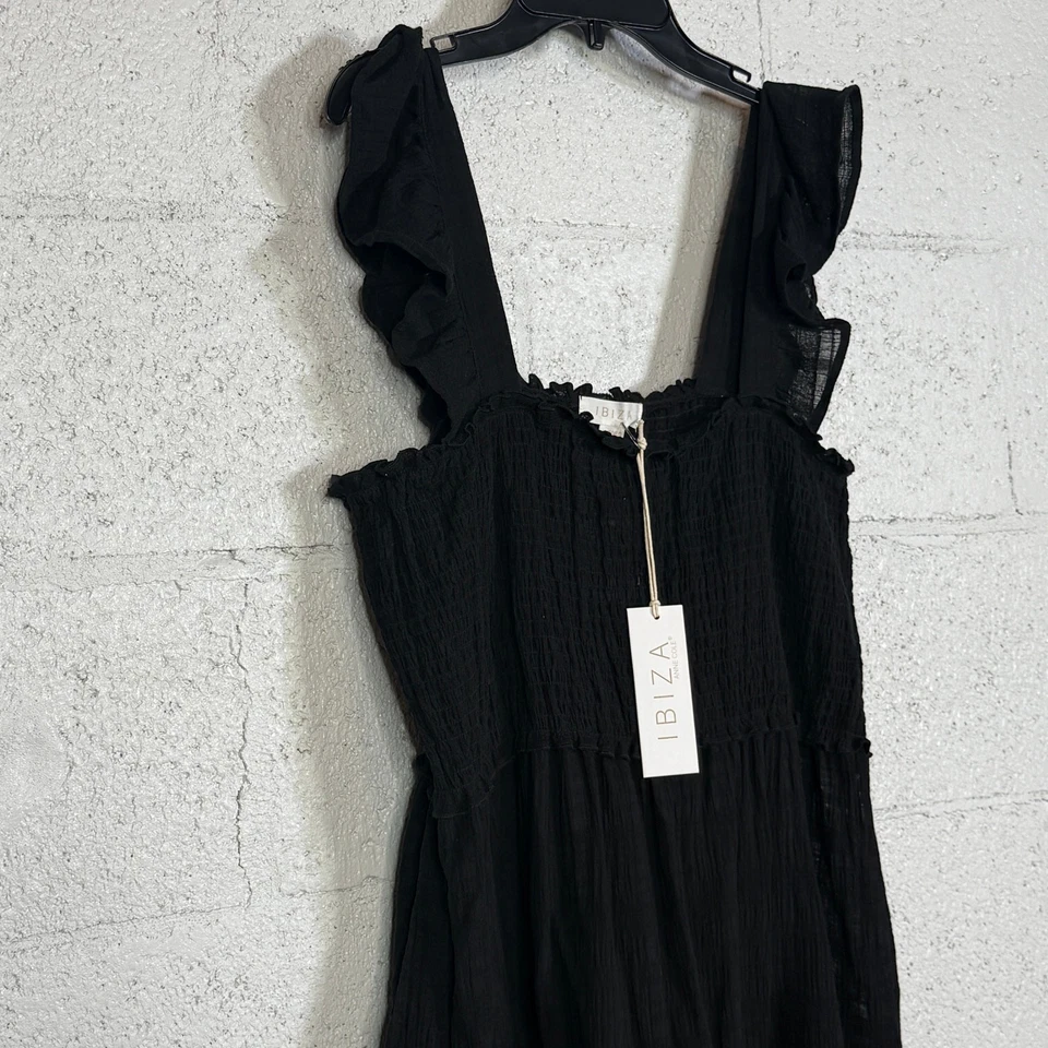 Vestido para mujer Anne Cole de algodón encubrimiento MIDI - noche sin luna negro XL $72 Foto 3 de 4