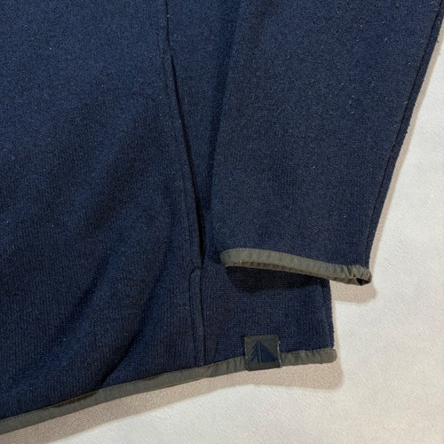 Felpa pullover LL Bean Snap pile uomo M alta leggermente aderente blu navy - Foto 6 di 9