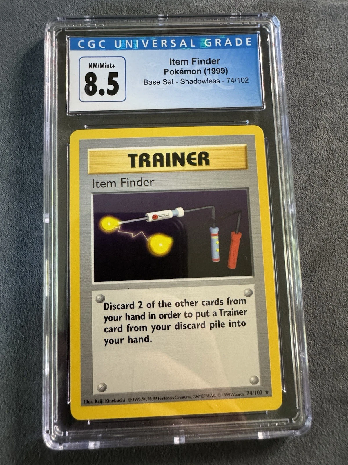CGC 8.5 Item Finder Base Set Shadowless 74/102 1999 Pokemon Vintage