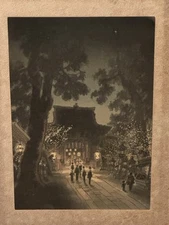 Eiichi Kotozuka c1950 Japanese Woodblock Print - "Night Scene of Kitano Shrine”