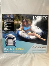 Intex River Run Lounge Inflatable Water Float, 51” Diameter, Blue/White