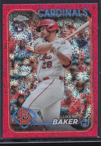 2024 Topps Chrome #132 Luken Baker Magenta Speckle Refractor #/350 Rookie RC