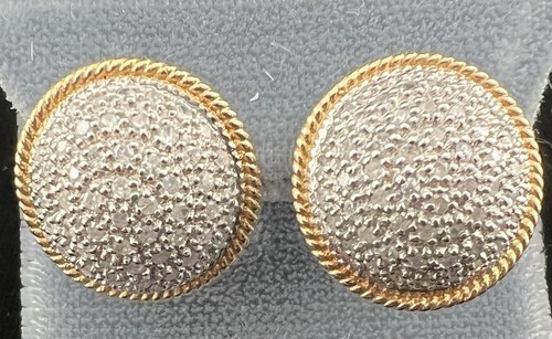 Orecchini a cupola a grappolo con pavè di diamanti 14 kt 0,50 carati peso totale 17 mm - Foto 3 di 6