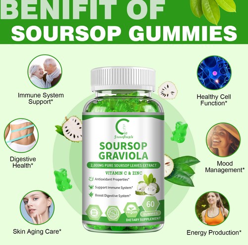Soursop Leaves & Soursop Fruit Gummies 2000MG Pure Soursop Leaves Extract - Picture 4 of 7