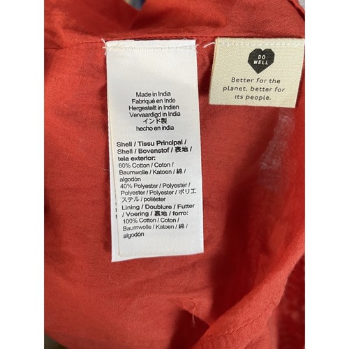 Madewell Red Textured Cutout Tiered Midi Dress Puffed Sleeve Button Back Size S - Picture 4 of 6