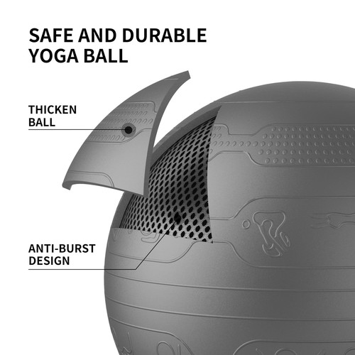 Palla Fitness Con Pattern Di Pose Fitball 65cm Con Pompa Pallone Ginnastica Yoga - Foto 9 di 12