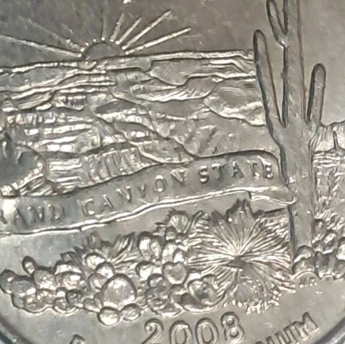2008 P Arizona 1912 State Quarter Unique Dye Strike Errors / Imperfections - Image 4 of 4