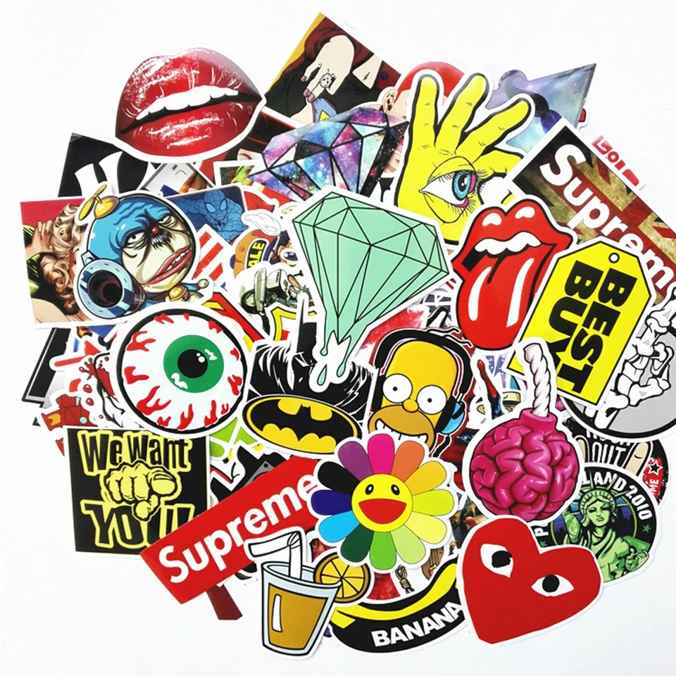 300 Pack Random Cool Brand Logo Sticker Bomb Vinyl Skateboard Luggage Decals Lot - Image 4 of 4