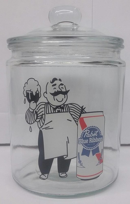 Super Nice Pabst Blue Ribbon Beer Glass Counter Jar