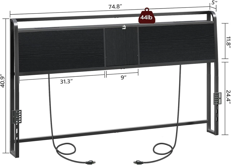Cabecero King Size, Cabecero con 4 Tomas y 4 Puertos USB, Calefacción Industrial... Foto 3 de 4