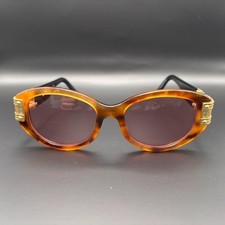 Vintage Jean Paul Gaultier Sunglasses Tortoise Frame w Pink Lenses, Gold Accents