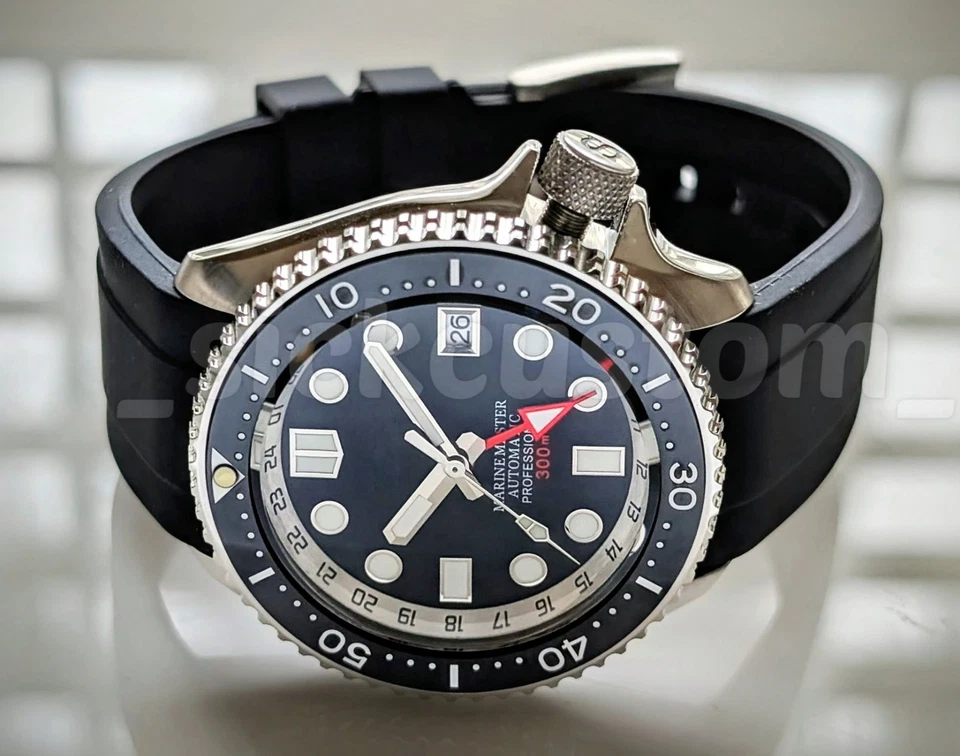 Completo Automático GMT Black Diver 42mm Mod NH34A 24 Joyas ZAFIRO ¡Excelente! Foto 4 de 4