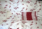 Zina Vasi Christmas Table Cloth + Place Mats White Snowflake Reindeer Reversible