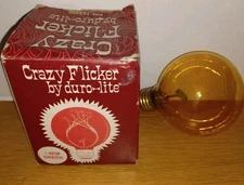 Vintage Crazy Flicker by Duro Lite Amber Lightbulb WORKING
