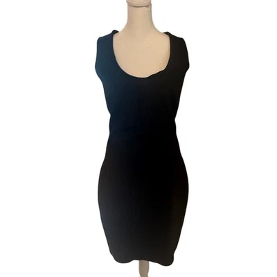 The Row Black Sleeveless Scoop Neck Sheath Dress Size L Made in USA Luxury