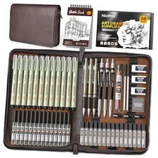  58 PCS Art Drawing Supplies Kit in Leather Case, Art Mechanical Pencil Set 