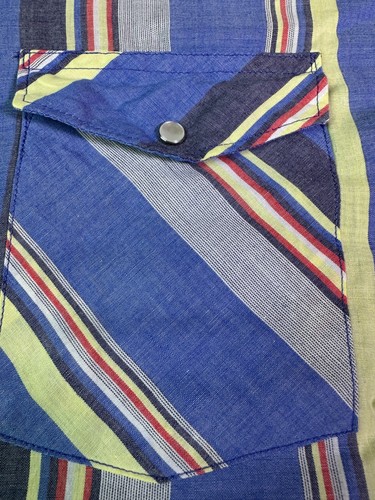 Wrangler Western Shirt Striped Pearl Snap Short Sleeve Size XL Retro Design - Picture 3 of 9