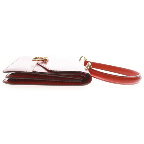 Celine Double Flap Top Handle Handbag Red Leather Used Condition B - Zdjęcie 3 z 7