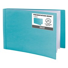 8.5x11 Portfolio Binder Aqua, Horizontal , Plastic Presentation Book, 24 Poc...