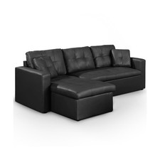 Canapé d'Angle Convertible "Corto" 221cm Noir