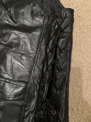 Men's Diamond Plate Buffalo Leather Motorcycle Biker Vest Sz XL Genuine Leather - Picture 8 of 8