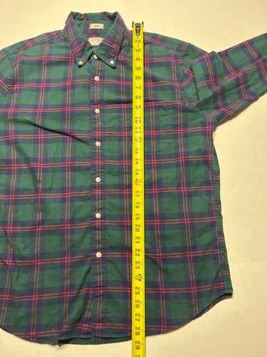 J.Crew Men’s Slim Fit Broken-In Oxford Shirt Red Green Plaid Organic Cotton L - Picture 4 of 8