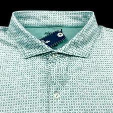 Johnnie O Performance Golf Geometric Dot Print Polo Shirt Green XL