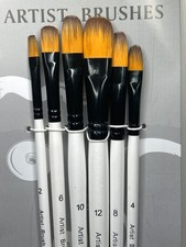Artist Paint Brushes Set - 6 pcs. Rounded for Acrylic, Oil, Water