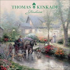 Thomas Kinkade Studios 2026 Mini Wall Calendar, 7" x 7" (7" x 14" open)
