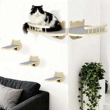Cat Wall Shelves Furniture Set with Scratching Pad Wooden Cat Climbing Wa