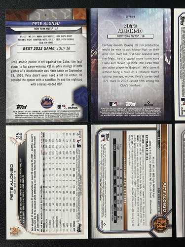 6 Card Baseball Lot Pete Alonso New York Mets Topps Insert, Chrome, Bowman &More - Picture 5 of 6