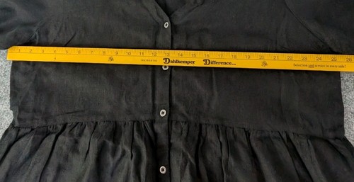 GUDRUN SJODEN Dress 100% Linen Button Up Short Sleeve Midi Lagenlook Pockets XL - Picture 10 of 10