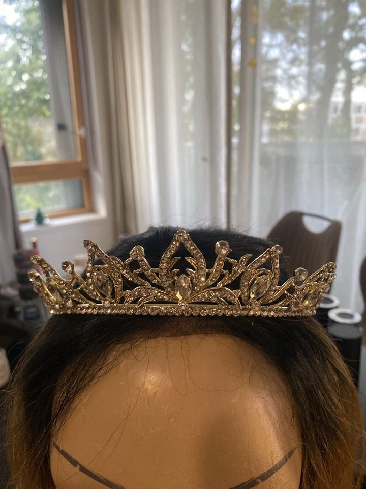 Diadème style couronne de mariée doré et argenté (tiare accessoire cheveux) - Photo 1/2