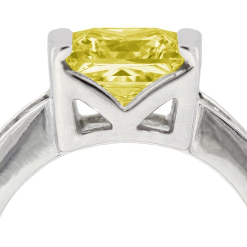 Klassischer Verlobungsring 3,92 kt gelb SI1 Princess natürliche Diamanten Plattiert - Bild 10 von 11