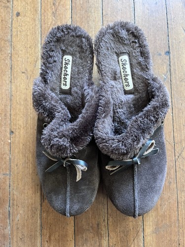 Skechers Pantoletten Damen 10 Wildleder Leder Clogs klobiger Blockabsatz Plateau Y2K - Bild 3 von 8