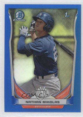 2014 Bowman Chrome Prospects Blue Refractor 99/250 Nathan Mikolas #BCP58 fm0