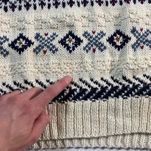 Vintage LL Bean Sweater M Geometric Fair Isle Nordic Fisherman Chunky 3D Knit - Picture 4 of 8