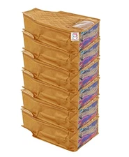 6 Piece Fabric Satin Blouse Cover Clothes Storage Bag Set With Transparent Wi...