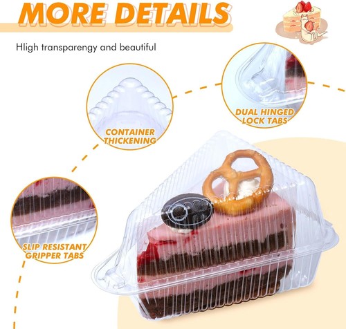 Set of 50 Pcs Cake Slice Container Cheesecake Pie Containers Pies Holder - Picture 3 of 7
