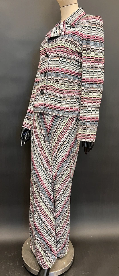Conjunto de chaqueta y pantalones de pierna ancha Missoni multicolor Chevron - Hecho en Italia Foto 4 de 4