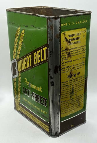 Vintage 1950’s Wheat Belt Anti-Freeze Fargo, ND. Old Advertising Tin Can - Picture 2 of 13