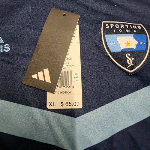 Sporting Iowa FC Jersey Mens M Medium NEW TAG Adidas Blue Short sleeve - Picture 5 of 10