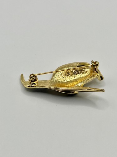 Spilla Pinguino Vintage ~ Tono Oro e Smalto con Occhio di Strass - Foto 6 di 6